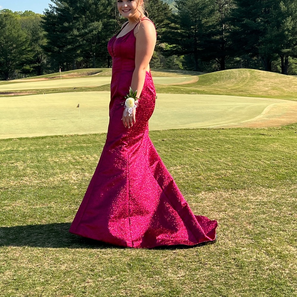 Hot Pink Prom Dress! Size 14, only worn once!